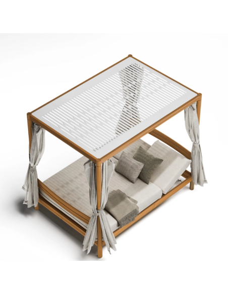 Letto da giardino in tessuto con struttura in teak Panama Atmosphera
