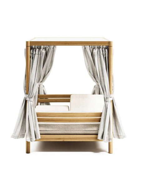 Letto da giardino in tessuto con struttura in teak Panama Atmosphera