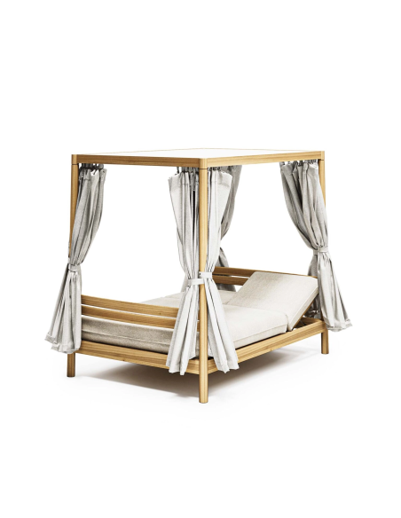Letto da giardino in tessuto con struttura in teak Panama Atmosphera