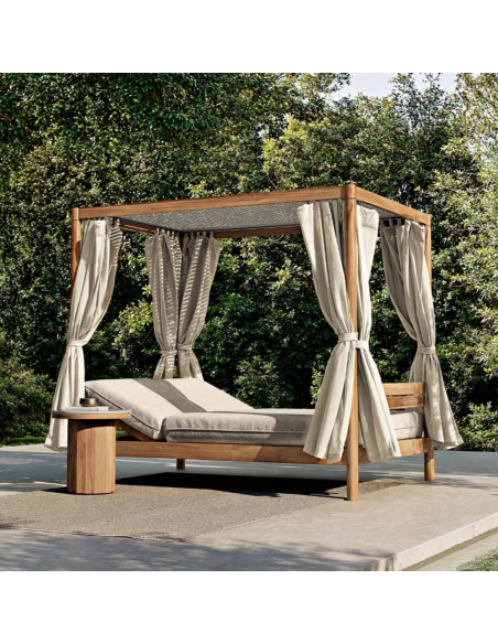 Letto da giardino in tessuto con struttura in teak Panama Atmosphera
