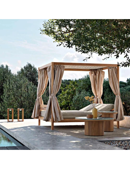 Letto da giardino in tessuto con struttura in teak Panama Atmosphera