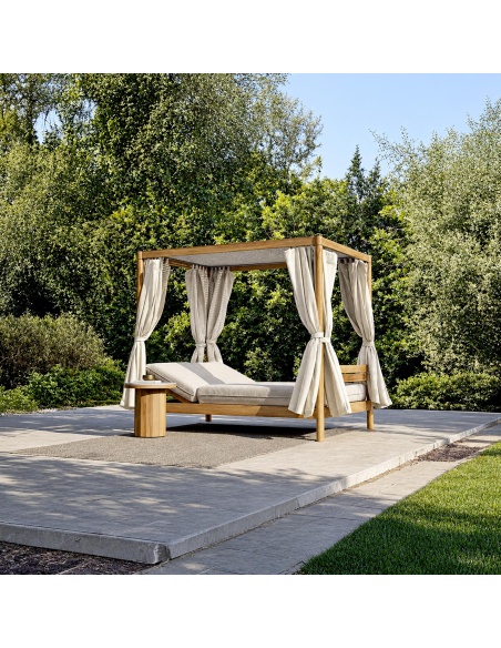 Letto da giardino in tessuto con struttura in teak Panama Atmosphera