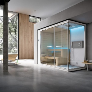 Sauna con spazio doccia Ethos C Gruppo Geromin